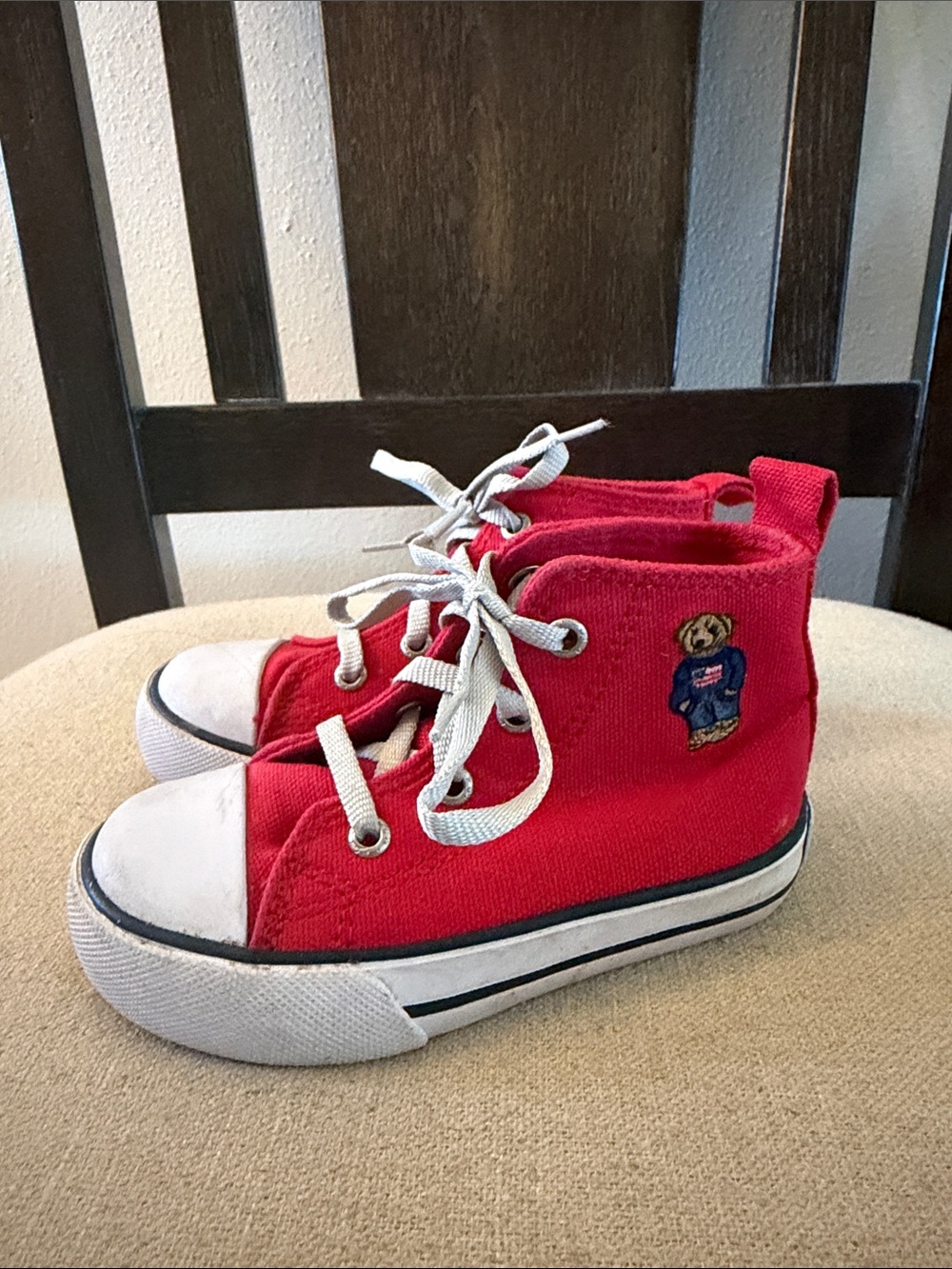 Polo Ralph Lauren Kids Toddler High-Top Canvas Polo Bear Sneakers Red Size 6